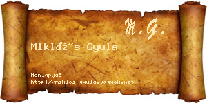 Miklós Gyula névjegykártya